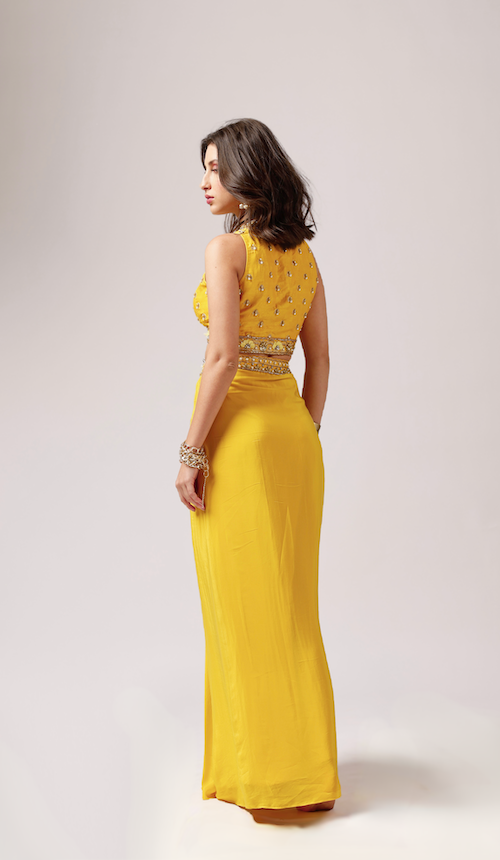 Sunshine Chic: Mustard Solid Skirt Set