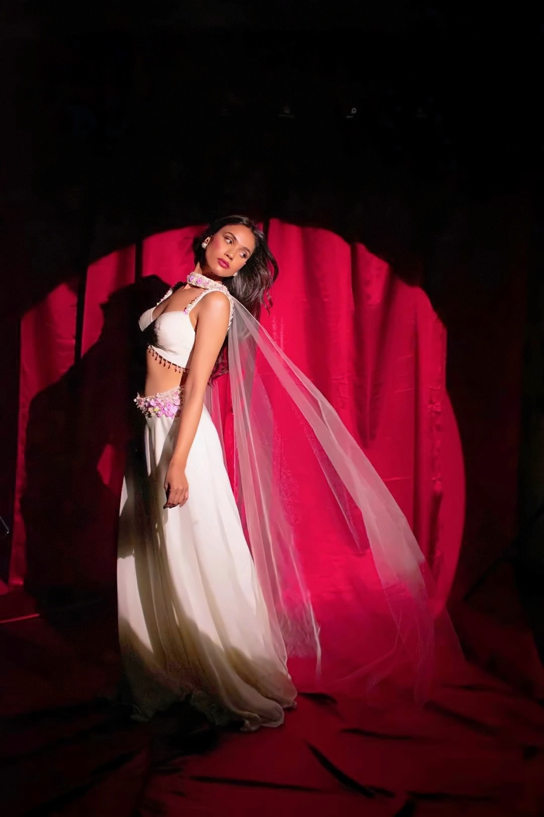 Ethereal Elegance: Sequin-Embellished Ivory Ensemble