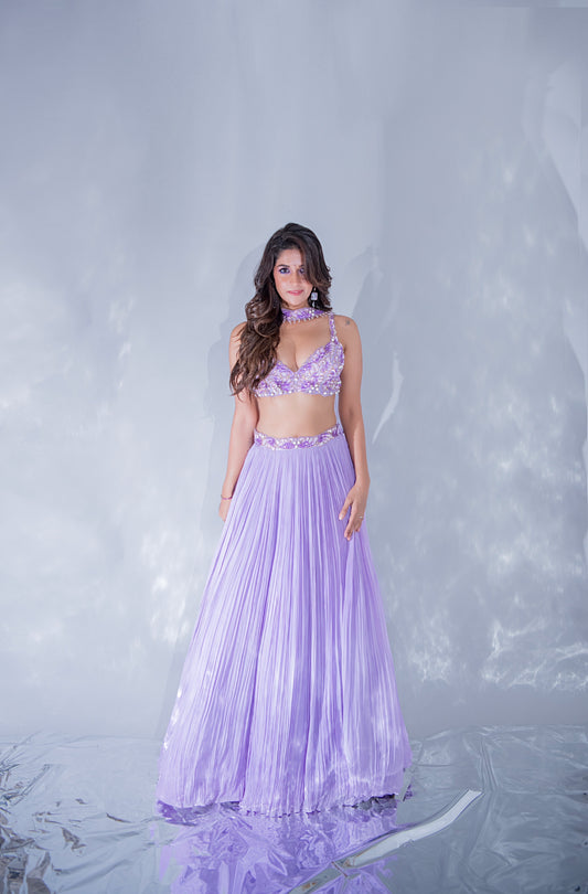 Harleen Sethi X Anshika Tak Label ( Lavender Dreamscape - ensemble that embodies glamour & finesse)