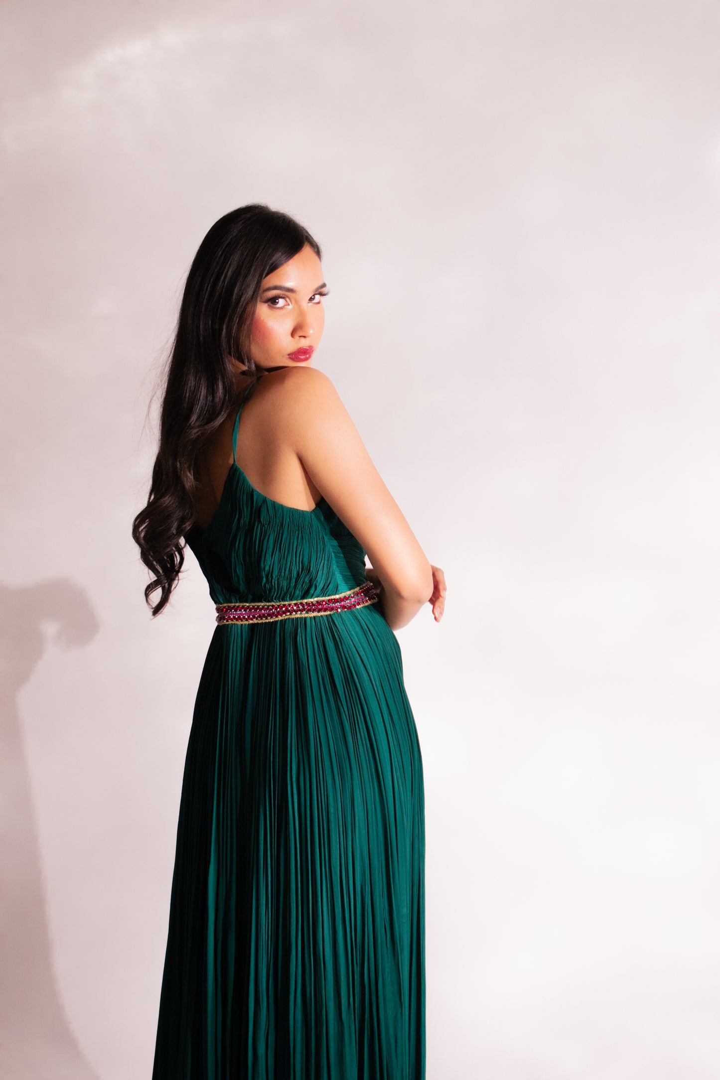 Sage Spirit- Unveil Elegance & Embrace Enchantment with our ruched suit & choker neck dupatta