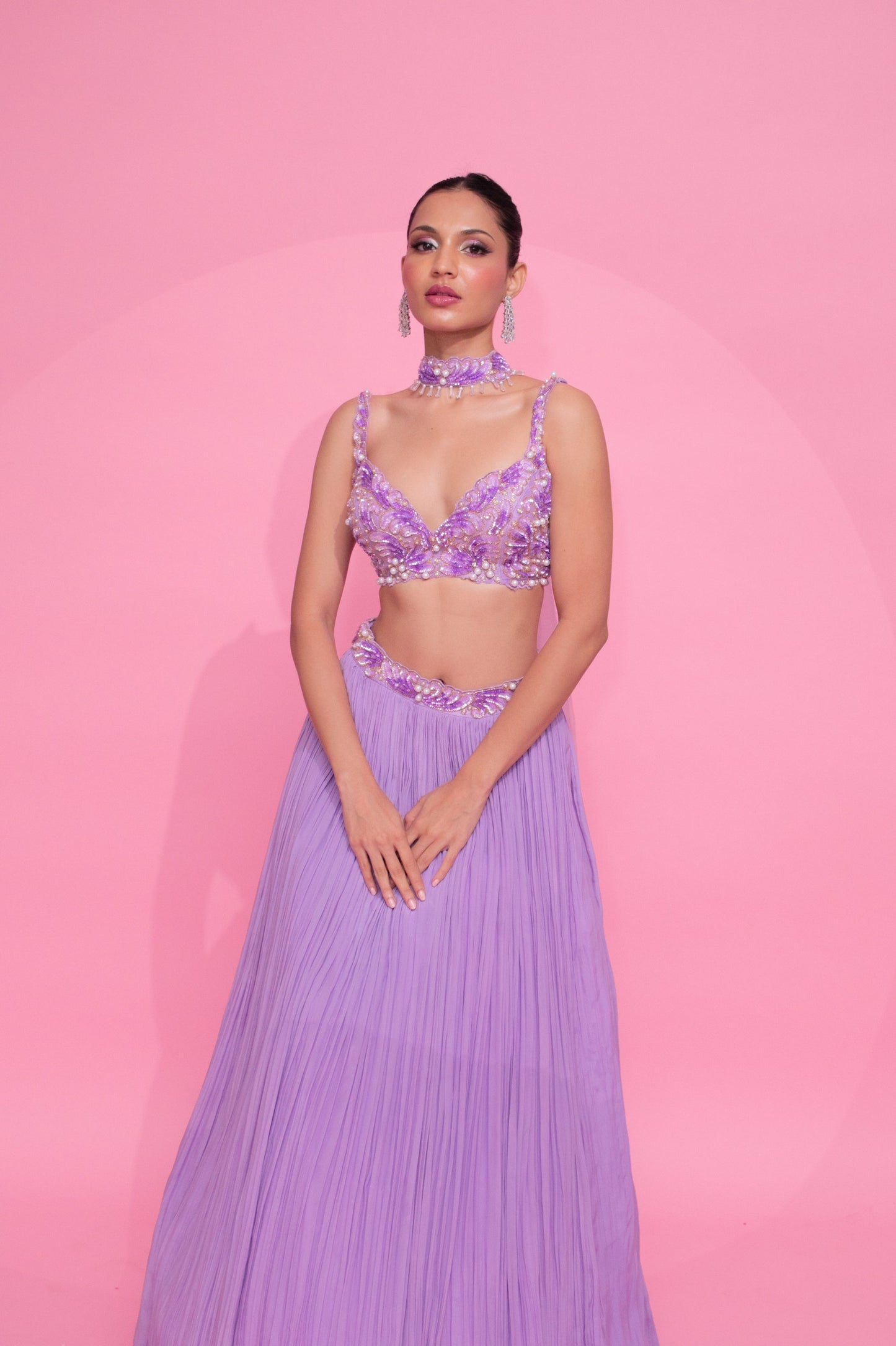 Deeksha Khurana X Anshika Tak Label ( Lavender Dreamscape - ensemble that embodies glamour & finesse)