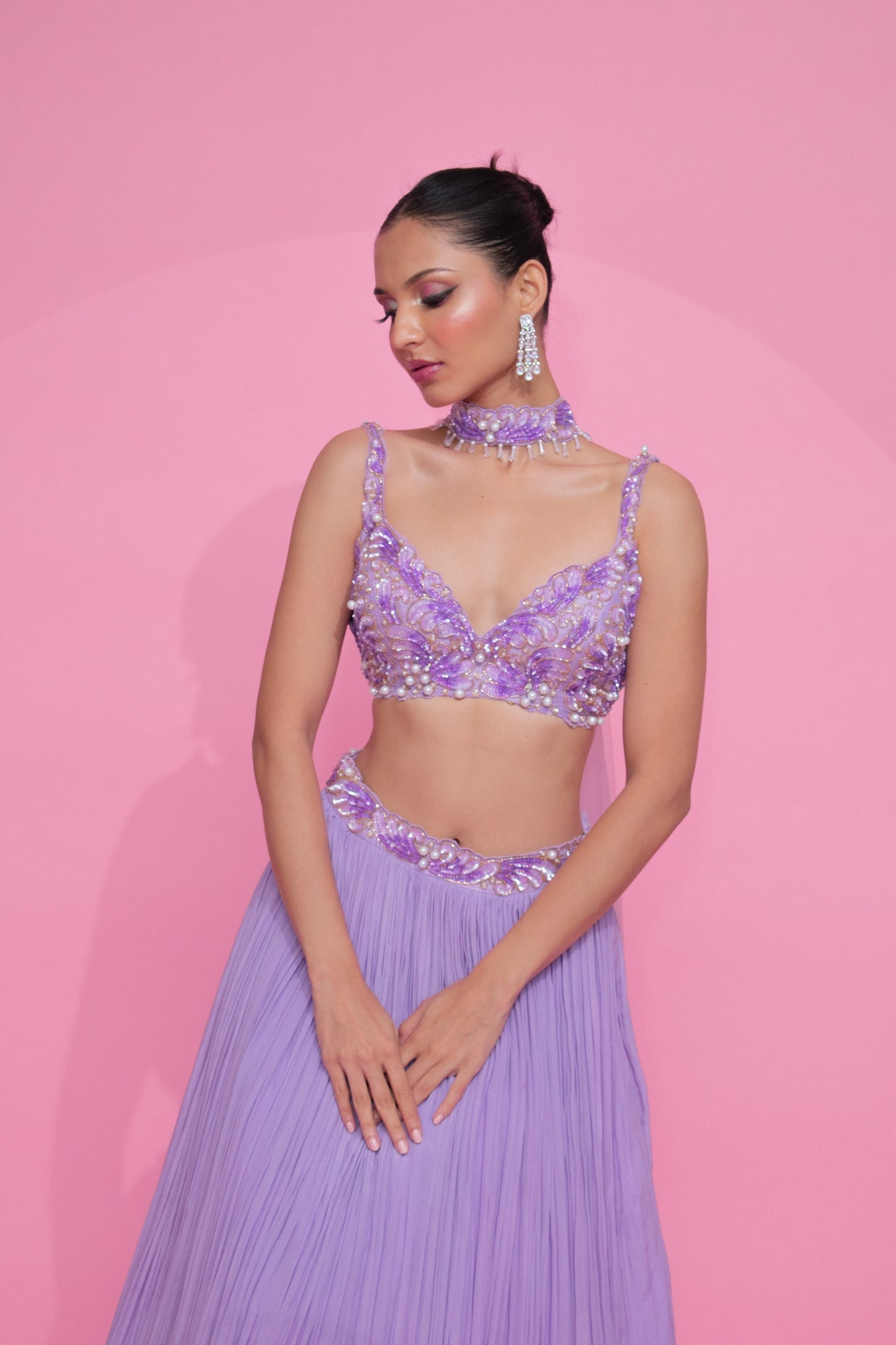 Deeksha Khurana X Anshika Tak Label ( Lavender Dreamscape - ensemble that embodies glamour & finesse)