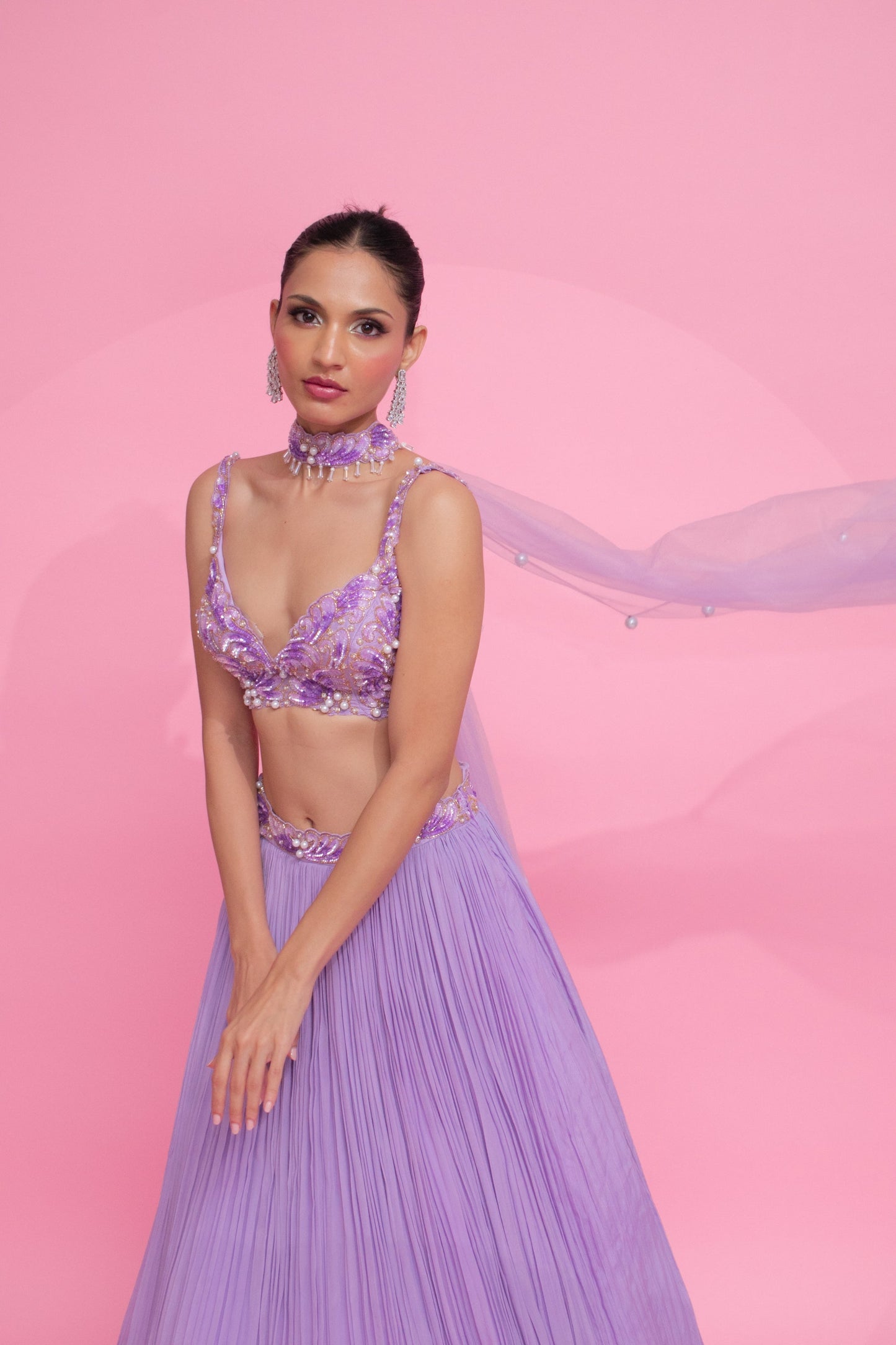 Deeksha Khurana X Anshika Tak Label ( Lavender Dreamscape - ensemble that embodies glamour & finesse)