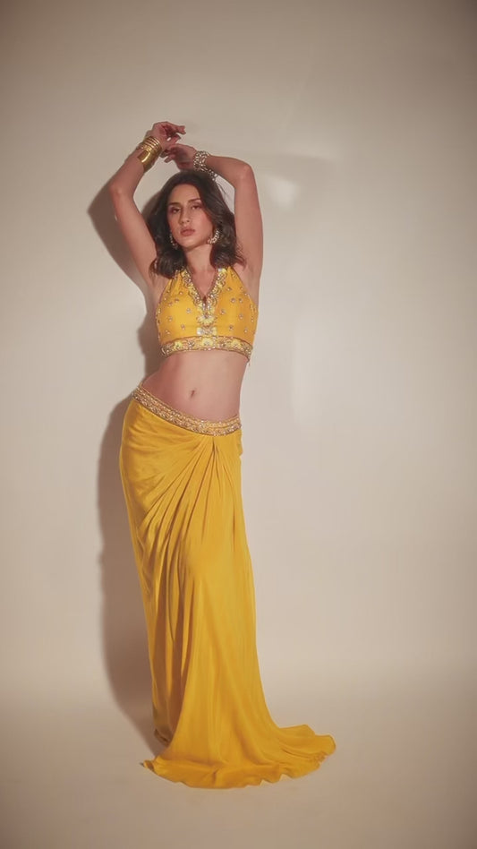 Sunshine Chic: Mustard Solid Skirt Set