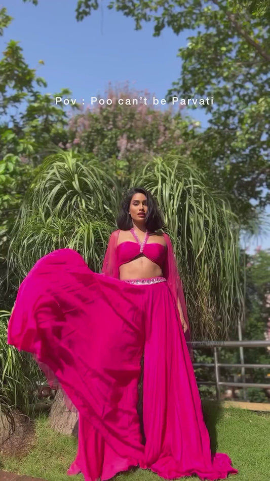Pryanka Talukdar X Anshika Tak Label (Mirror Magic: Pink Ruched Halter Neck Blouse)